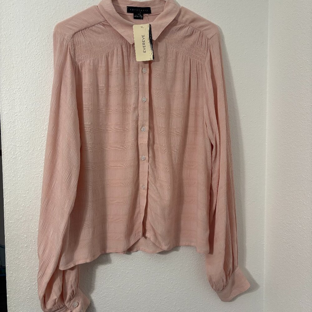 Sanctuary Long Sleeve Button Down Pink Flowy New Size Medium Detail Collar